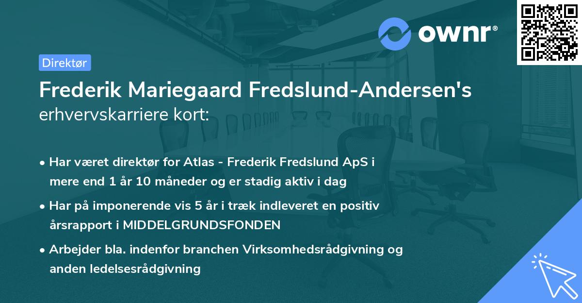 Frederik Mariegaard Fredslund-Andersen's erhvervskarriere kort