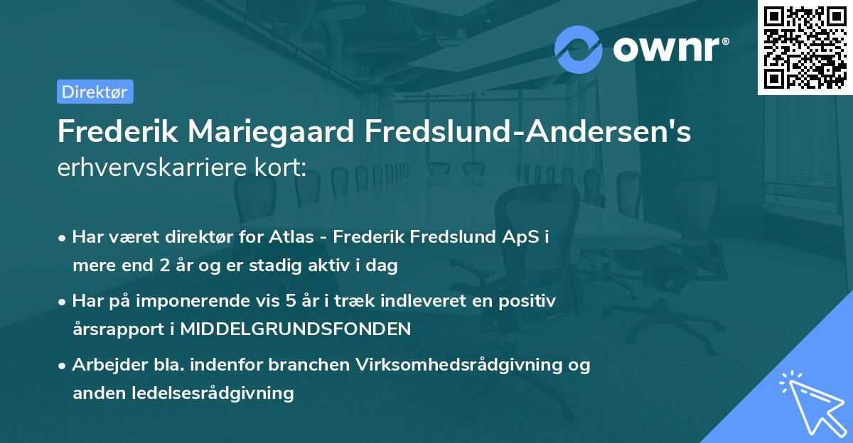Frederik Mariegaard Fredslund-Andersen's erhvervskarriere kort