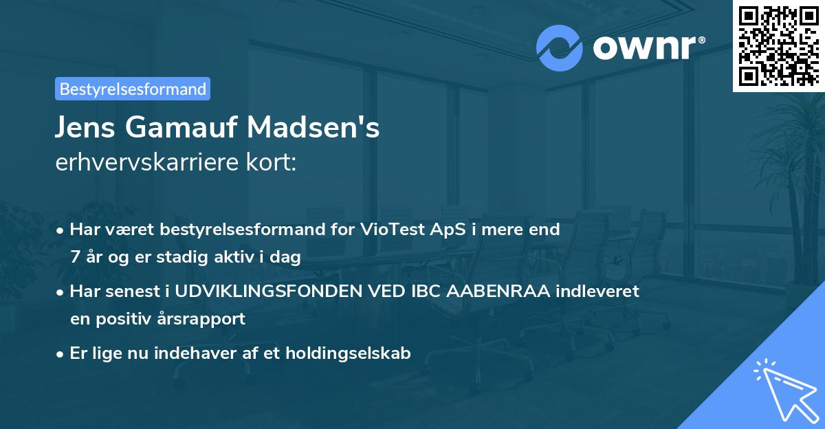 Jens Gamauf Madsen's erhvervskarriere kort