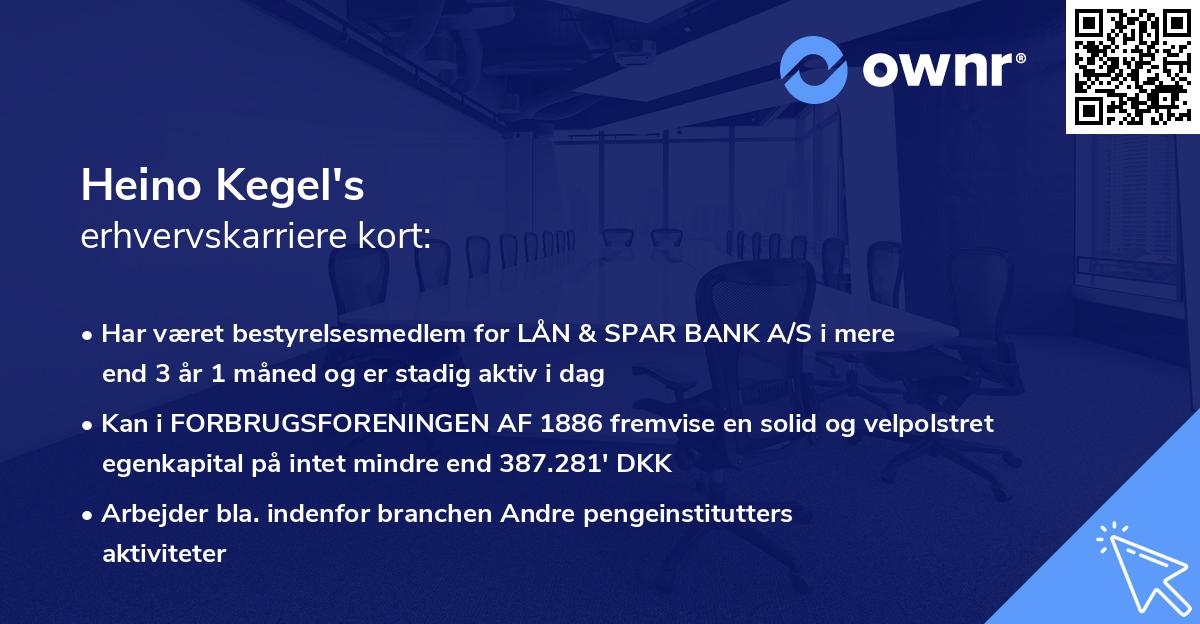 Heino Kegel's erhvervskarriere kort