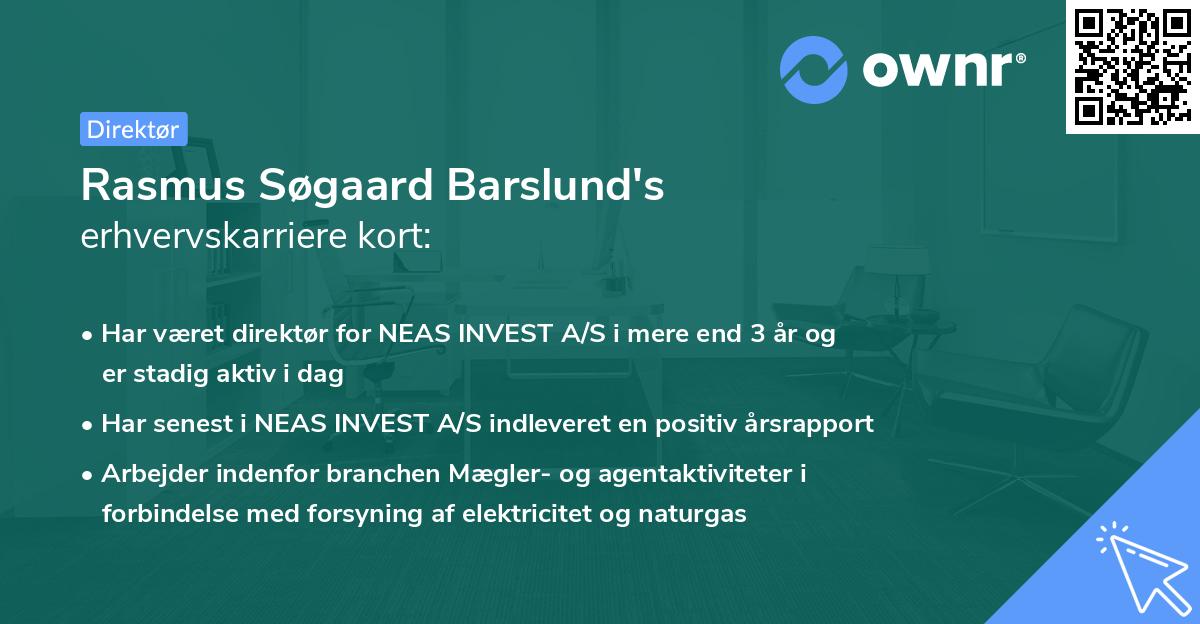 Rasmus Søgaard Barslund's erhvervskarriere kort