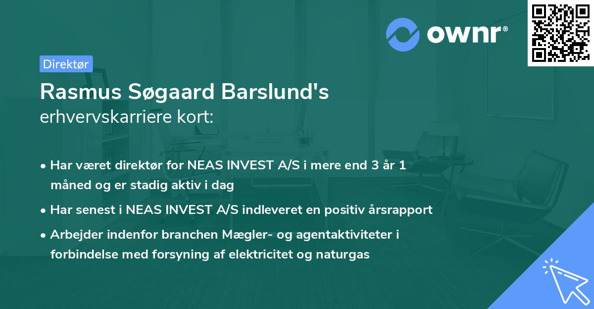 Rasmus Søgaard Barslund's erhvervskarriere kort