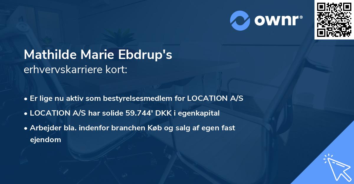 Mathilde Marie Ebdrup's erhvervskarriere kort