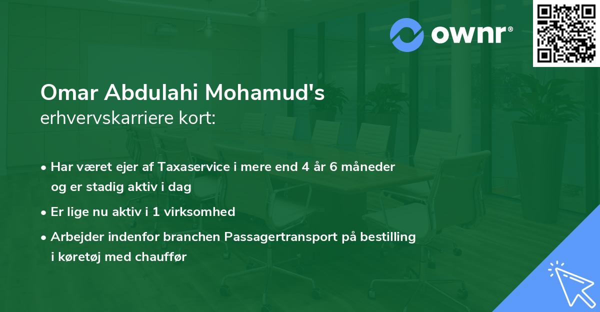 Omar Abdulahi Mohamud's erhvervskarriere kort