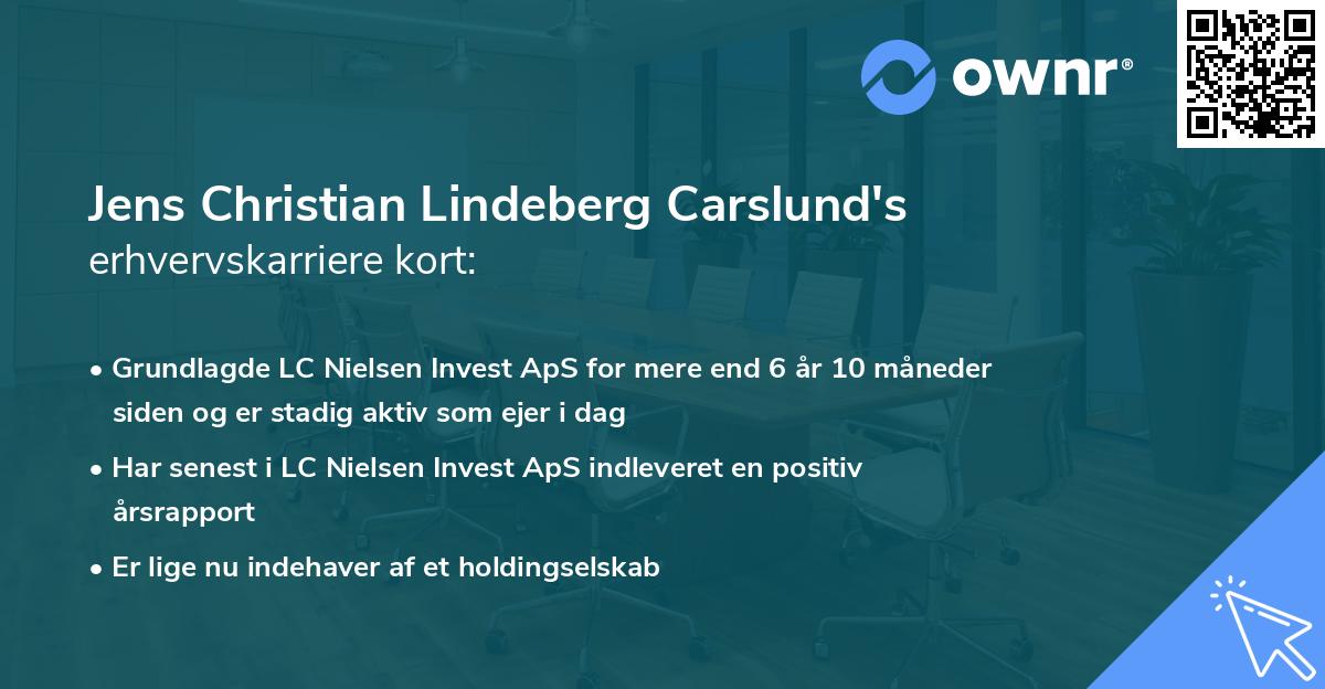 Jens Christian Lindeberg Carslund's erhvervskarriere kort