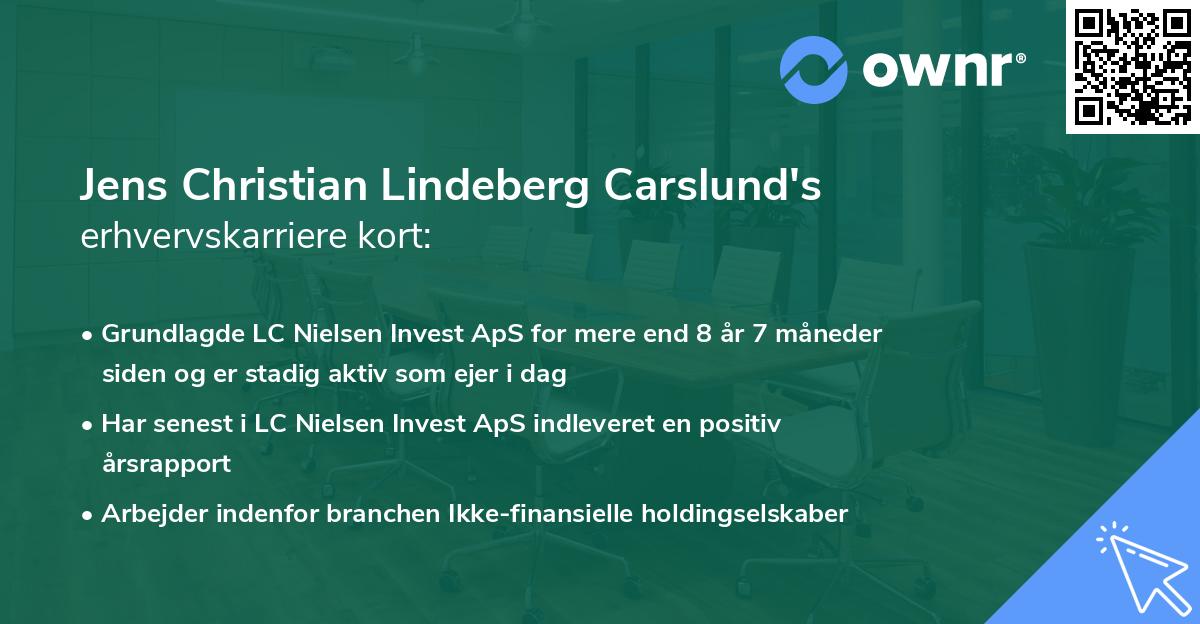 Jens Christian Lindeberg Carslund's erhvervskarriere kort
