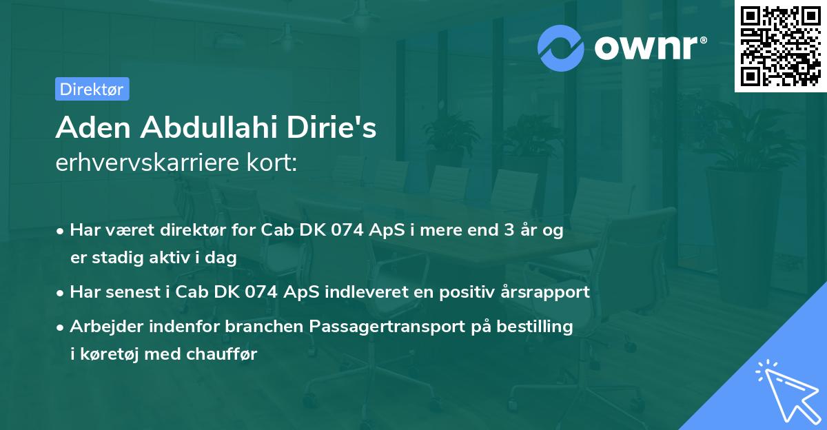 Aden Abdullahi Dirie's erhvervskarriere kort