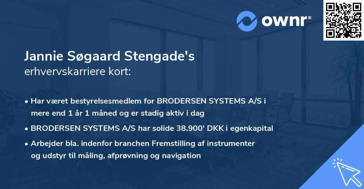 Jannie Søgaard Stengade's erhvervskarriere kort