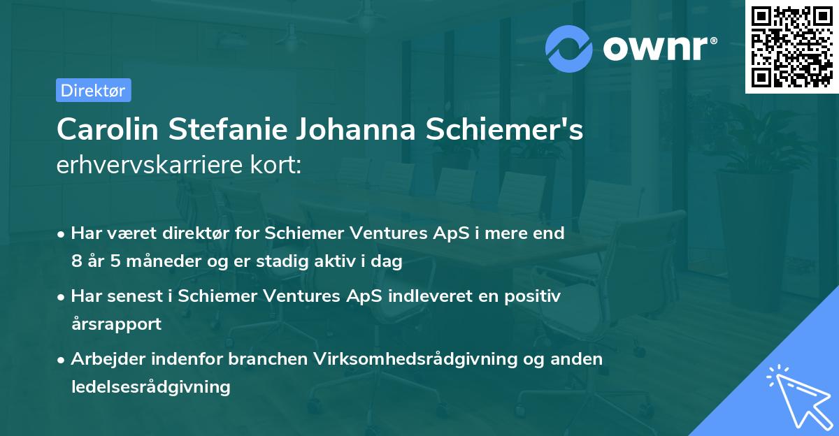 Carolin Stefanie Johanna Schiemer's erhvervskarriere kort