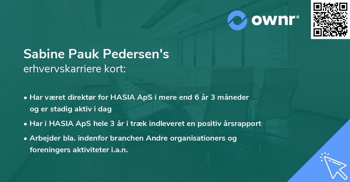 Sabine Pauk Pedersen's erhvervskarriere kort