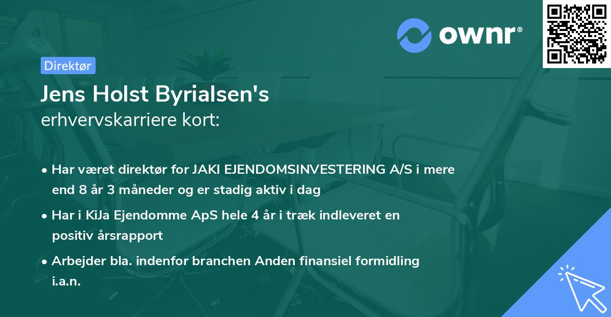 Jens Holst Byrialsen's erhvervskarriere kort