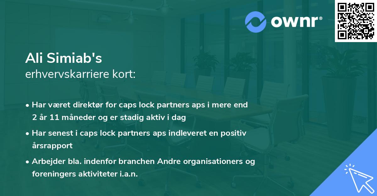 Ali Simiab's erhvervskarriere kort