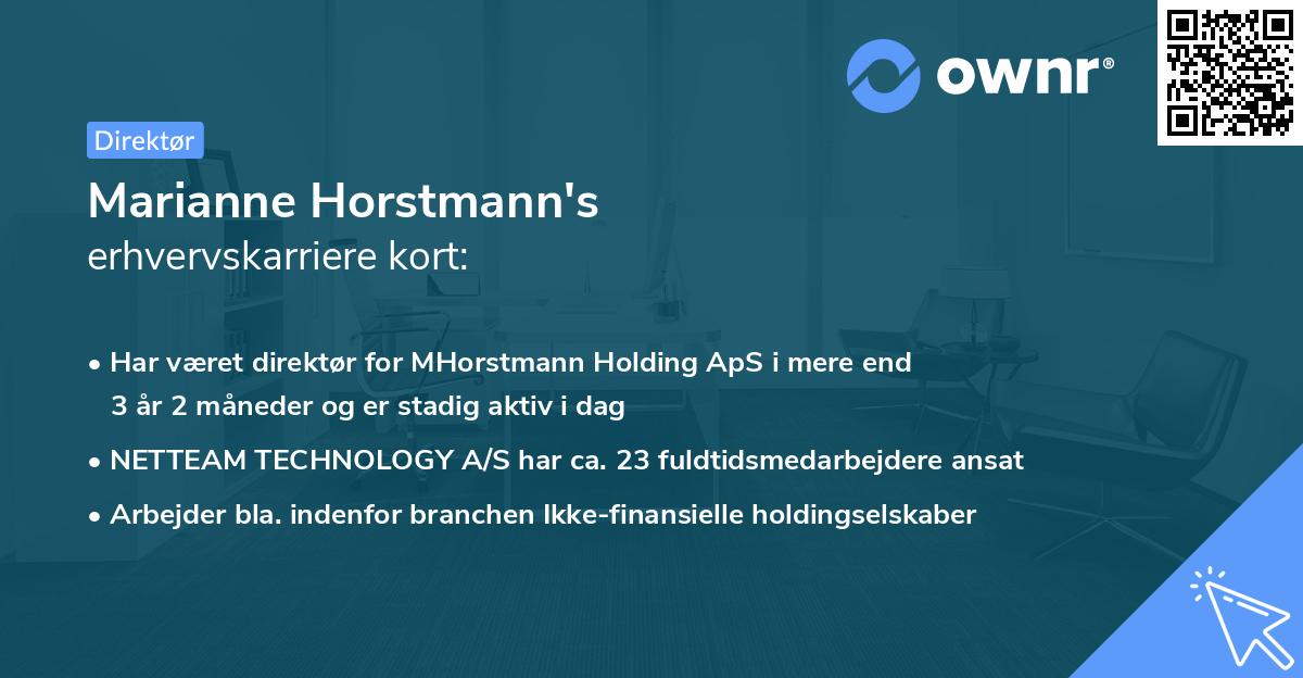 Marianne Horstmann's erhvervskarriere kort