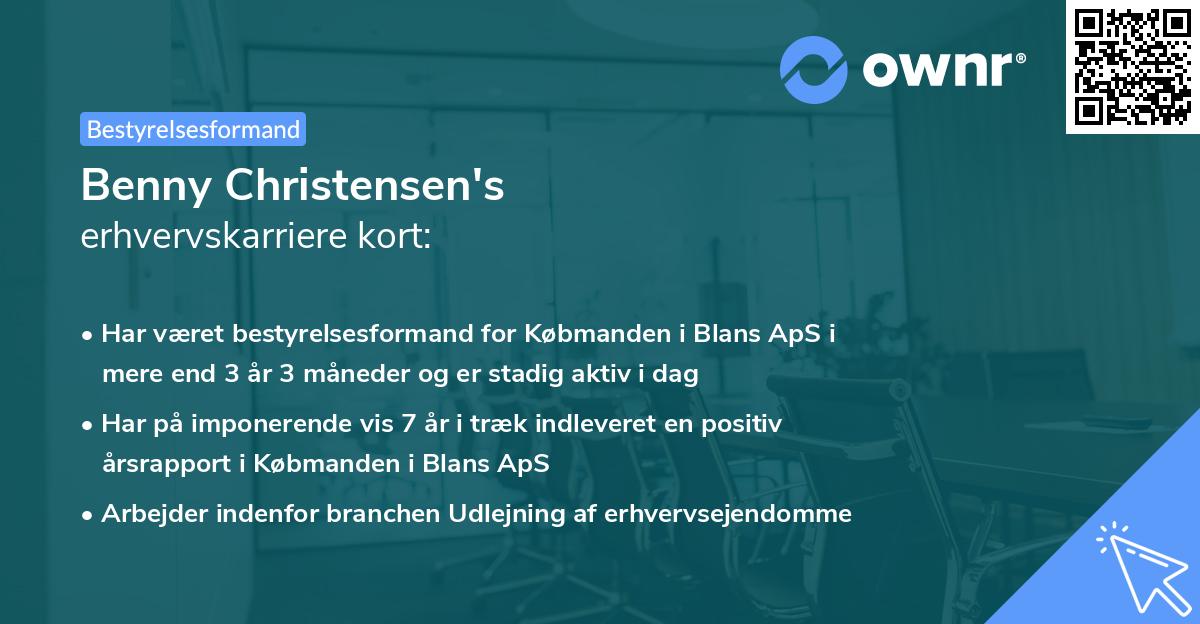 Benny Christensen's erhvervskarriere kort