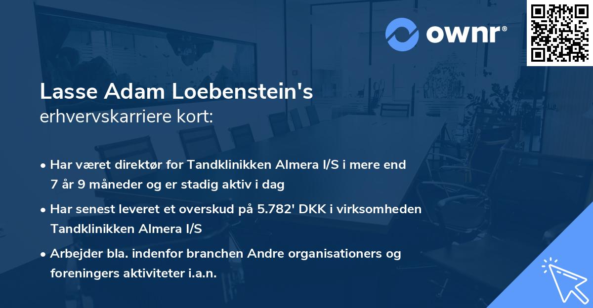 Lasse Adam Loebenstein's erhvervskarriere kort