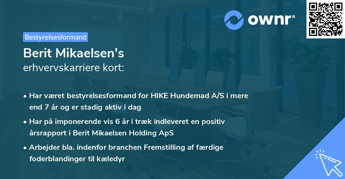 Berit Mikaelsen's erhvervskarriere kort