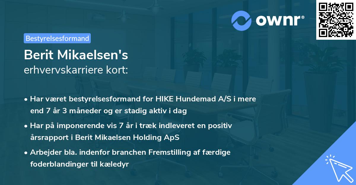 Berit Mikaelsen's erhvervskarriere kort