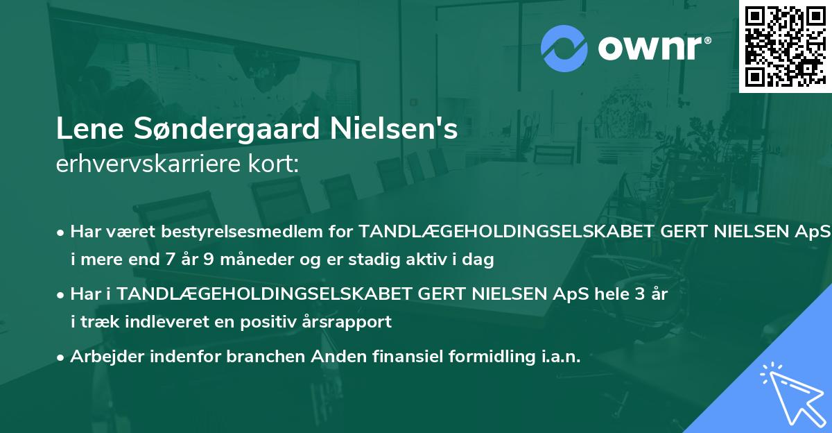 Lene Søndergaard Nielsen's erhvervskarriere kort