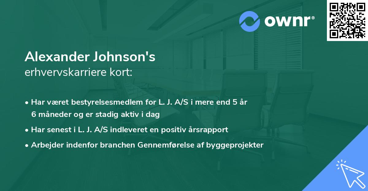 Alexander Johnson's erhvervskarriere kort