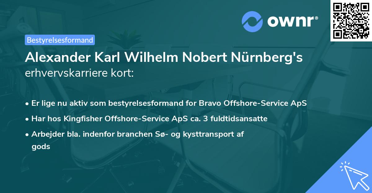 Alexander Karl Wilhelm Nobert Nürnberg's erhvervskarriere kort