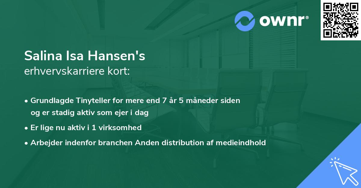 Salina Isa Hansen's erhvervskarriere kort
