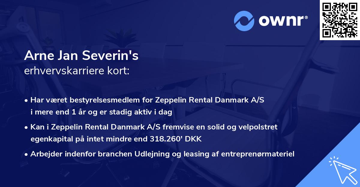 Arne Jan Severin's erhvervskarriere kort