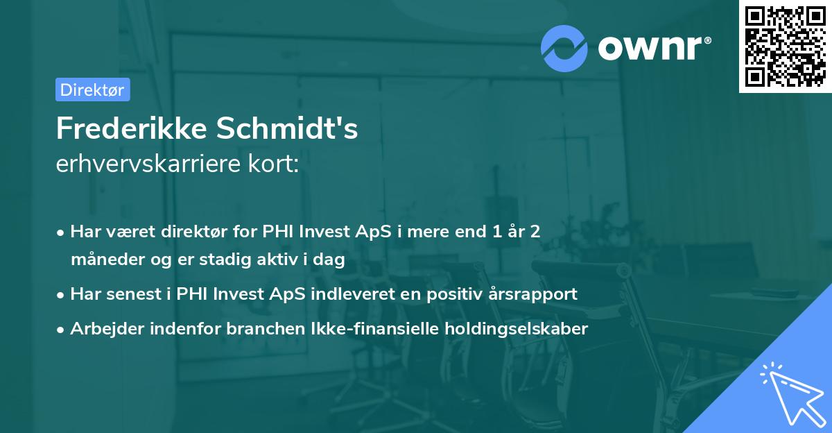 Frederikke Schmidt's erhvervskarriere kort