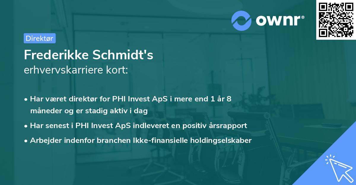 Frederikke Schmidt's erhvervskarriere kort