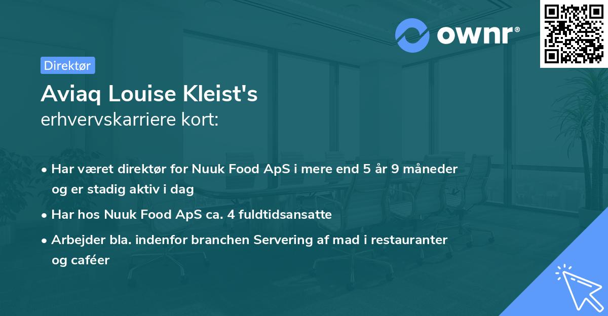 Aviaq Louise Kleist's erhvervskarriere kort