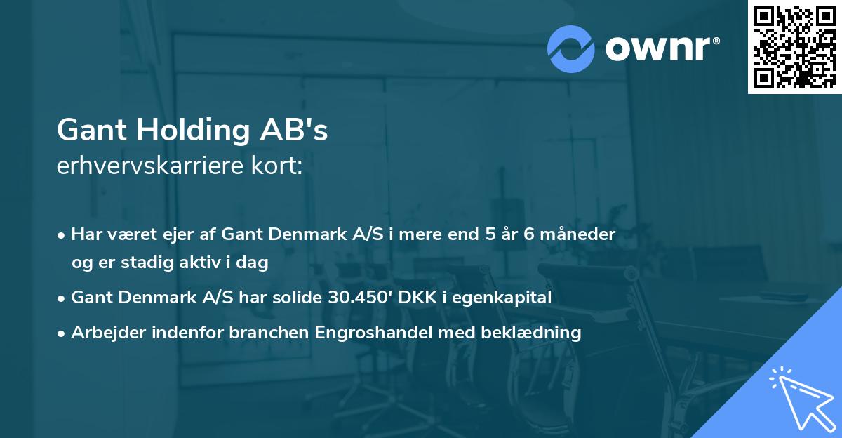 Gant Holding AB's erhvervskarriere kort