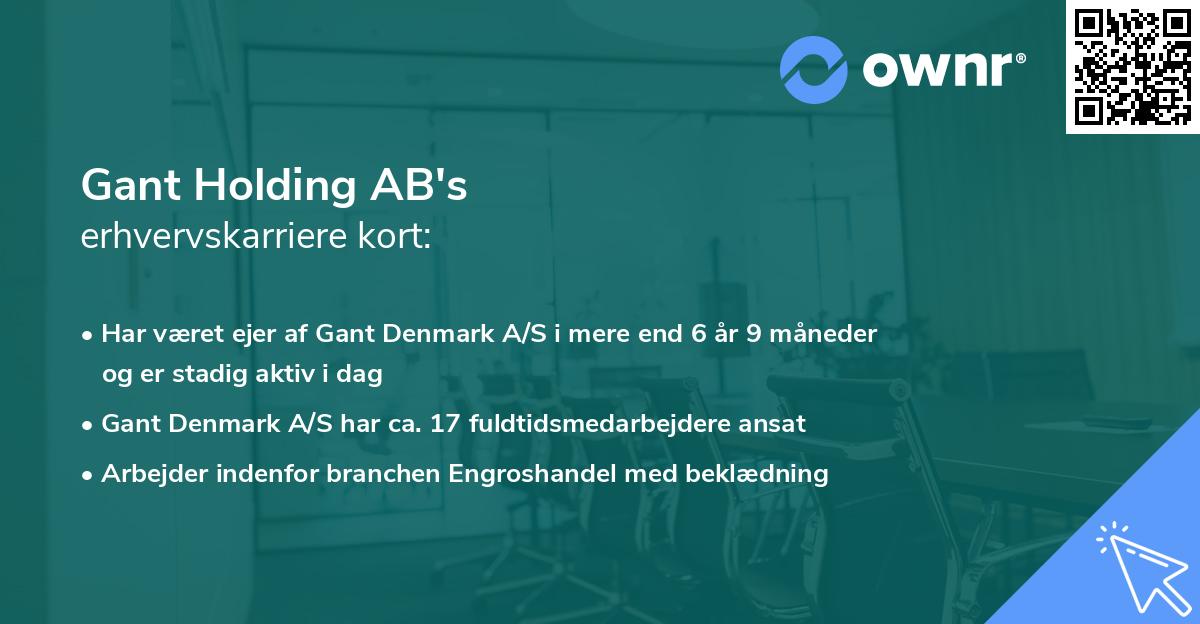 Gant Holding AB's erhvervskarriere kort