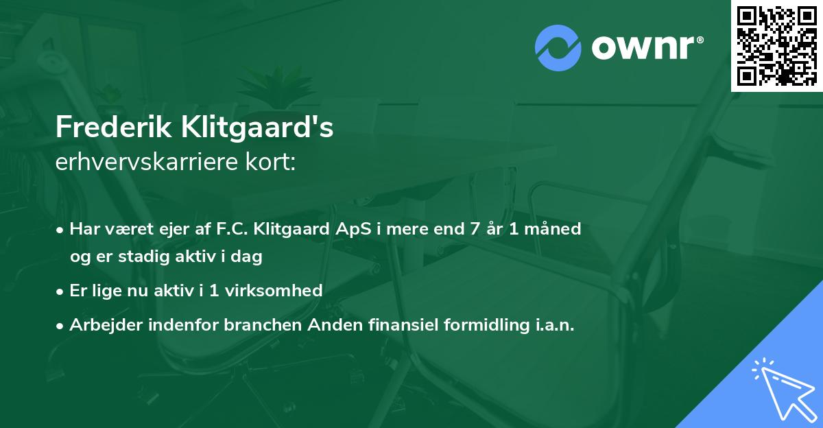 Frederik Klitgaard's erhvervskarriere kort