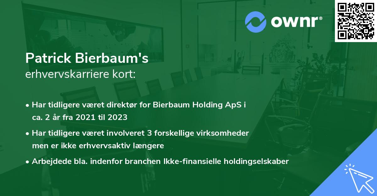 Patrick Bierbaum's erhvervskarriere kort