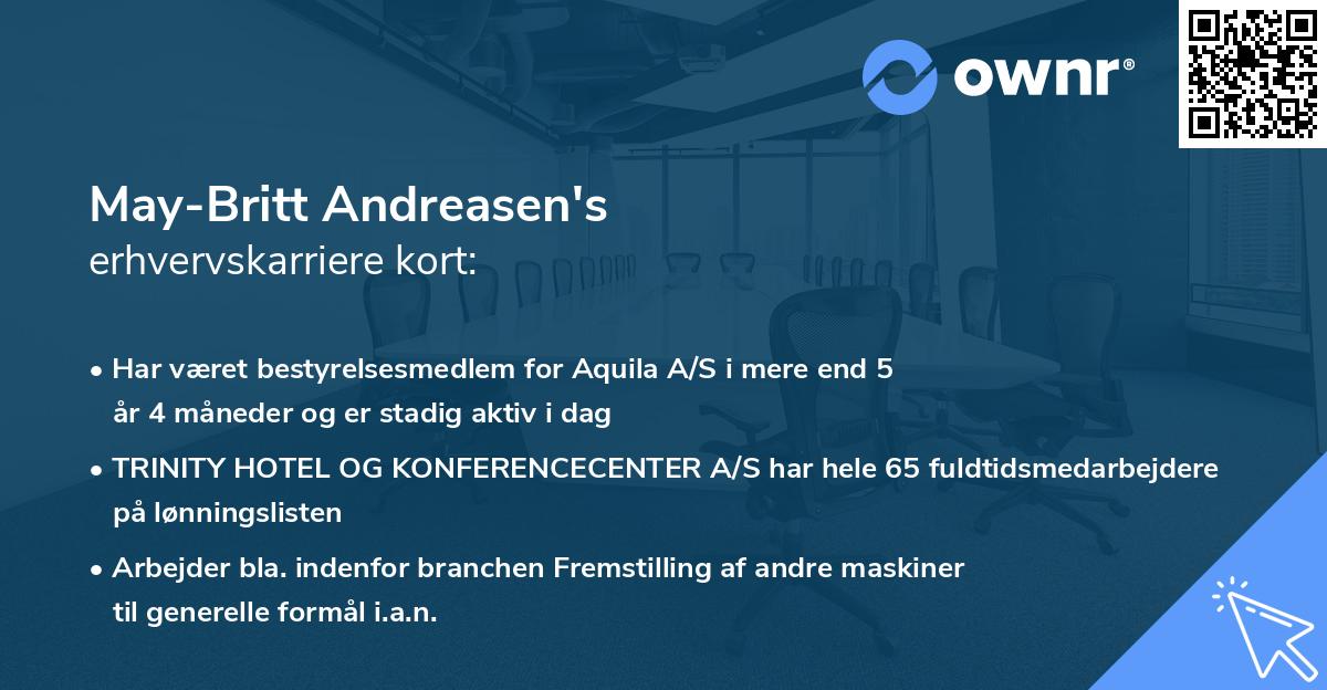 May-Britt Andreasen's erhvervskarriere kort