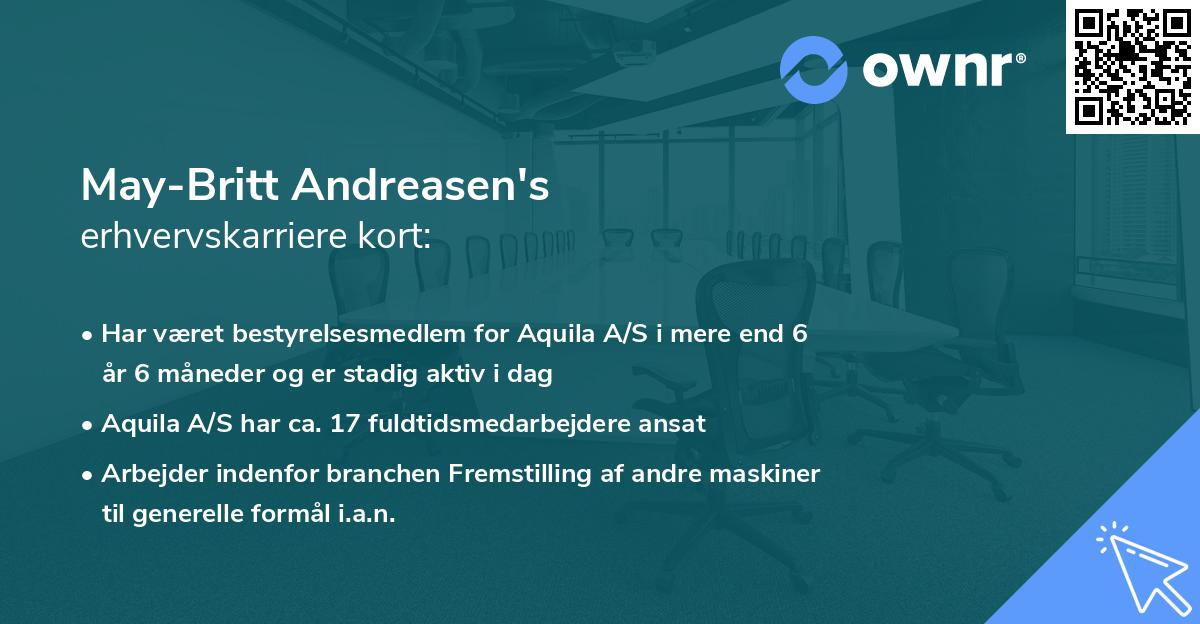 May-Britt Andreasen's erhvervskarriere kort