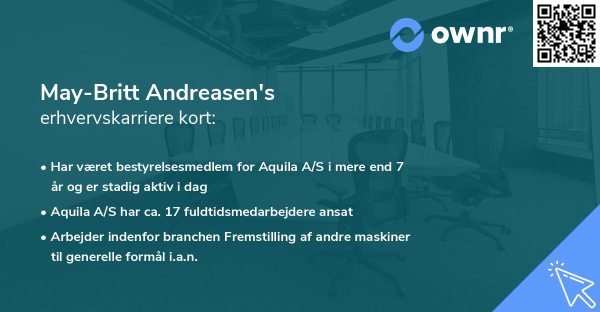 May-Britt Andreasen's erhvervskarriere kort