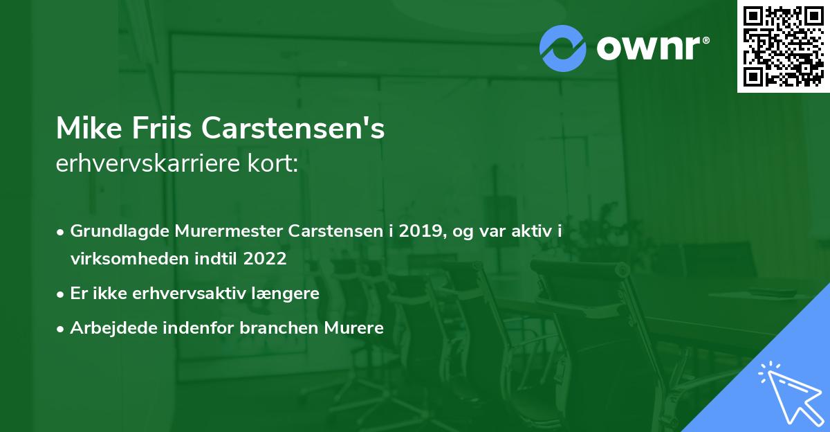 Mike Friis Carstensen's erhvervskarriere kort