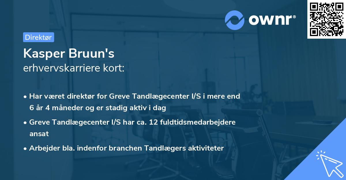 Kasper Bruun's erhvervskarriere kort