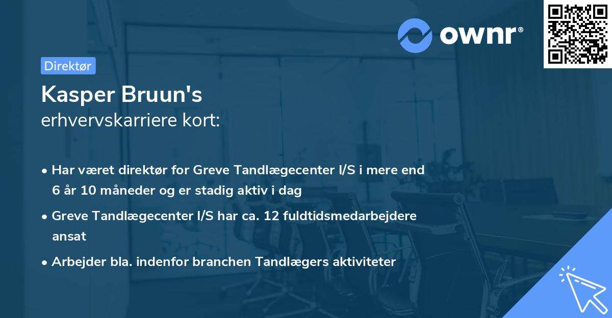 Kasper Bruun's erhvervskarriere kort