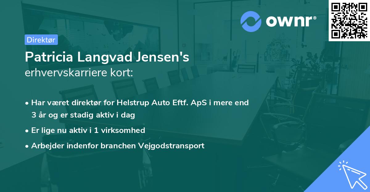 Patricia Langvad Jensen's erhvervskarriere kort