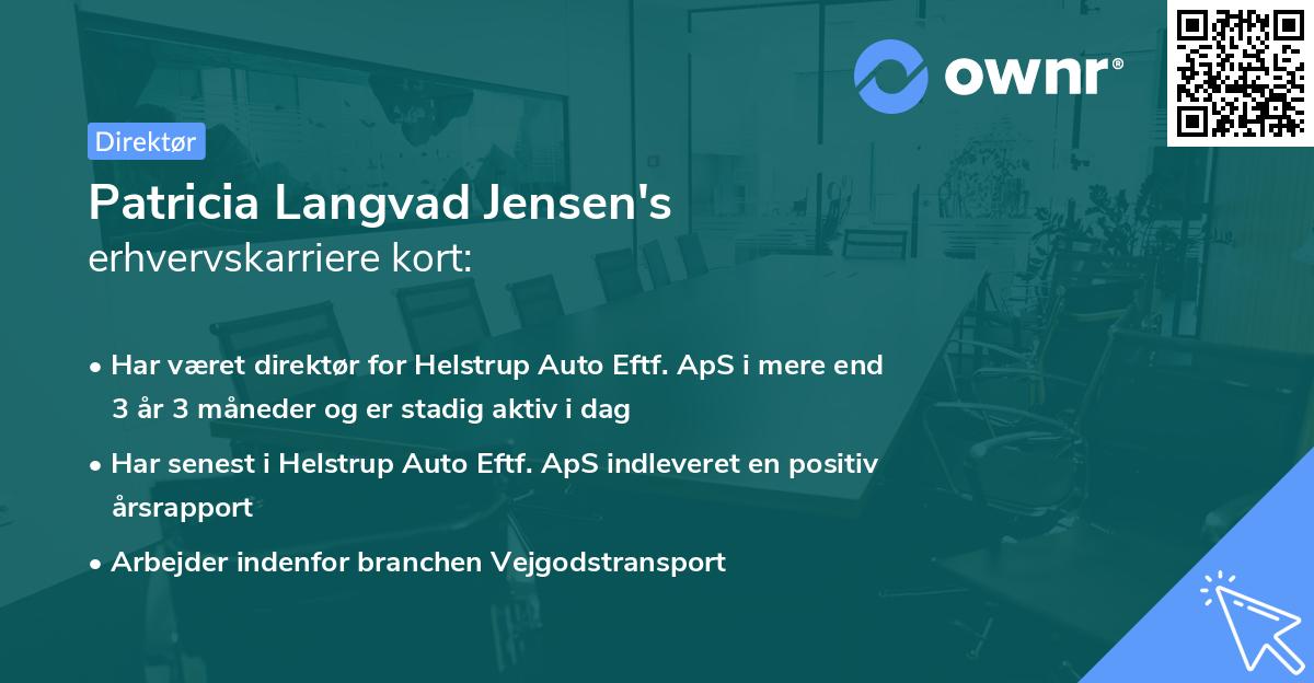 Patricia Langvad Jensen's erhvervskarriere kort