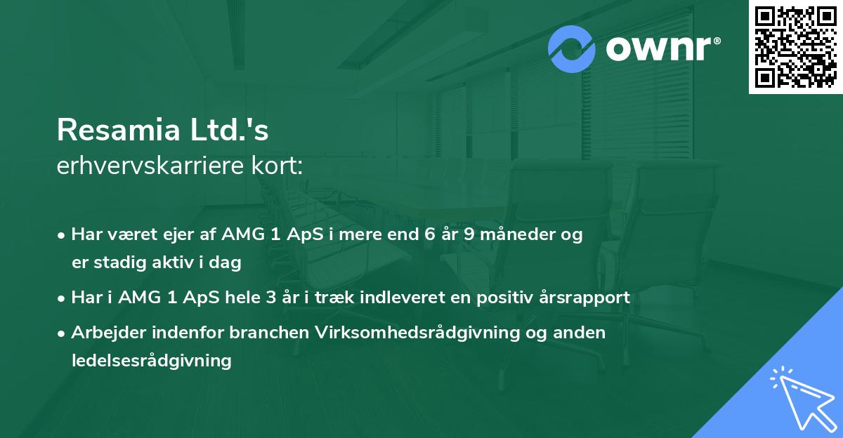 Resamia Ltd.'s erhvervskarriere kort