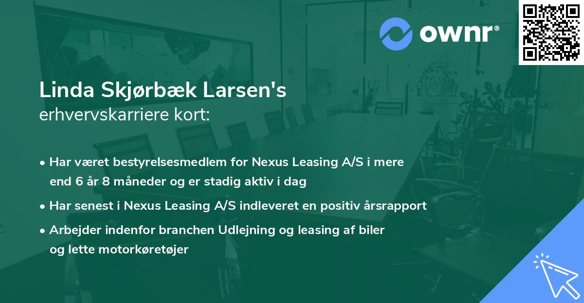 Linda Skjørbæk Larsen's erhvervskarriere kort