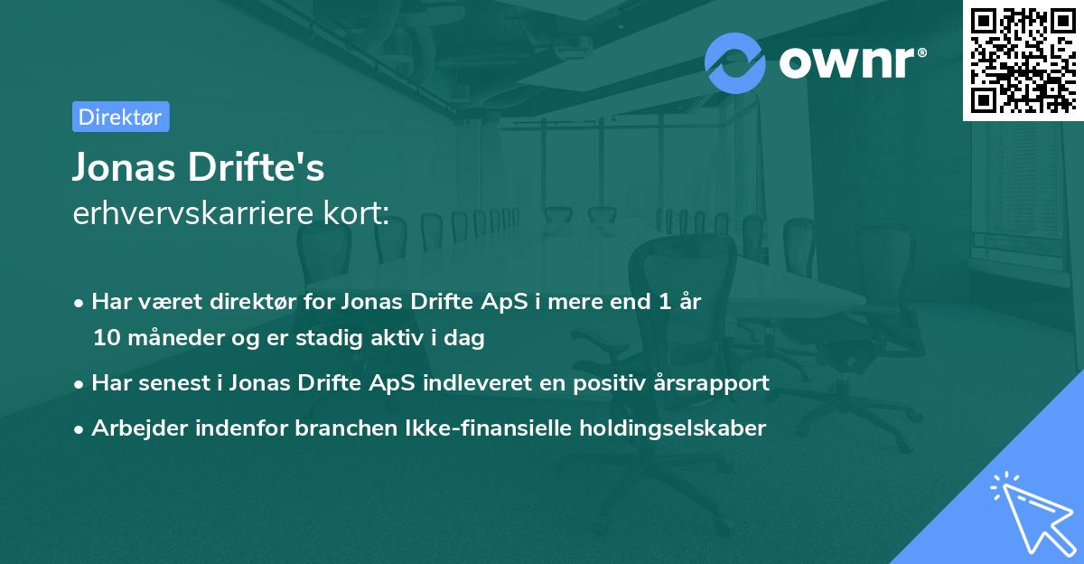 Jonas Drifte's erhvervskarriere kort