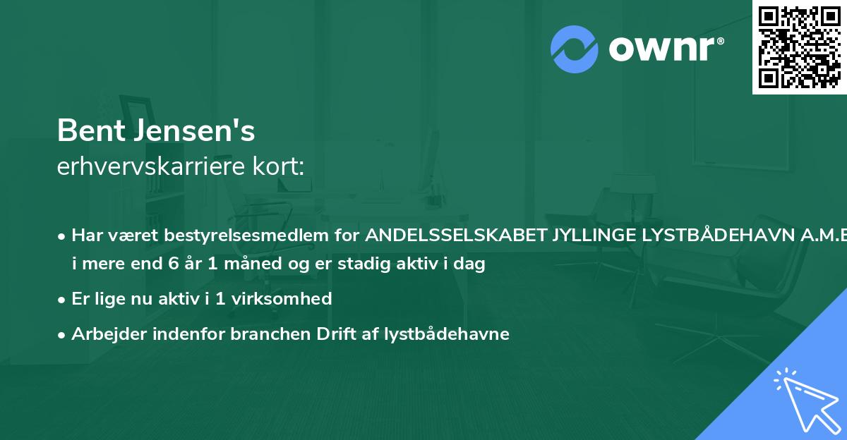 Bent Jensen's erhvervskarriere kort
