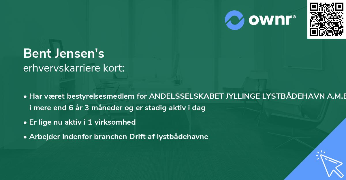 Bent Jensen's erhvervskarriere kort