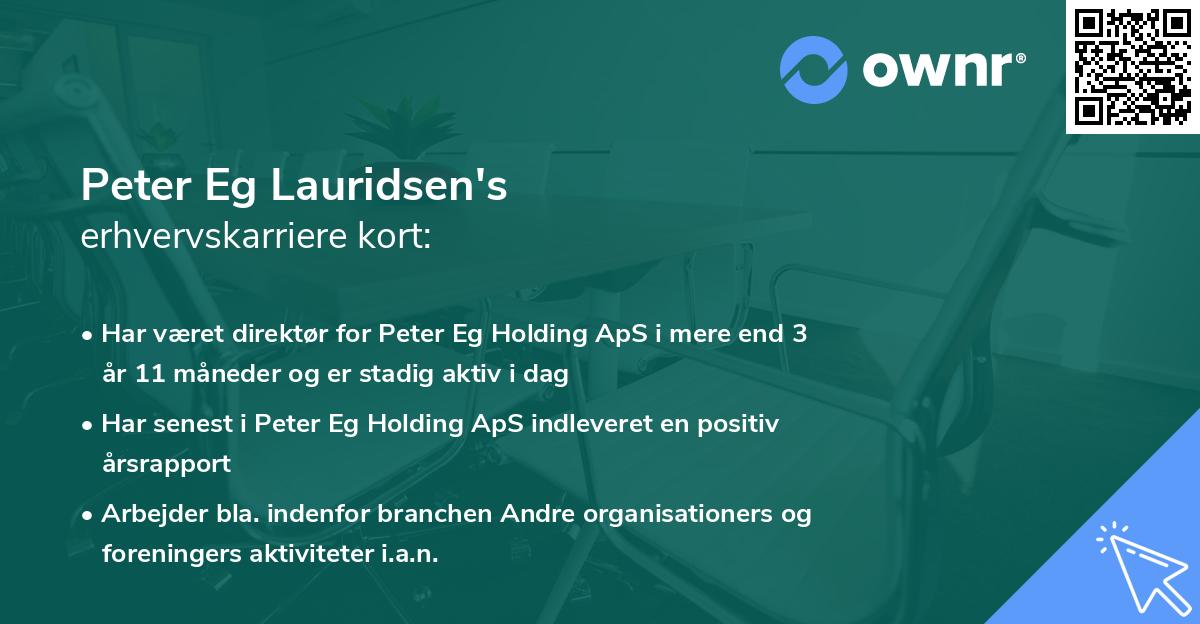 Peter Eg Lauridsen's erhvervskarriere kort