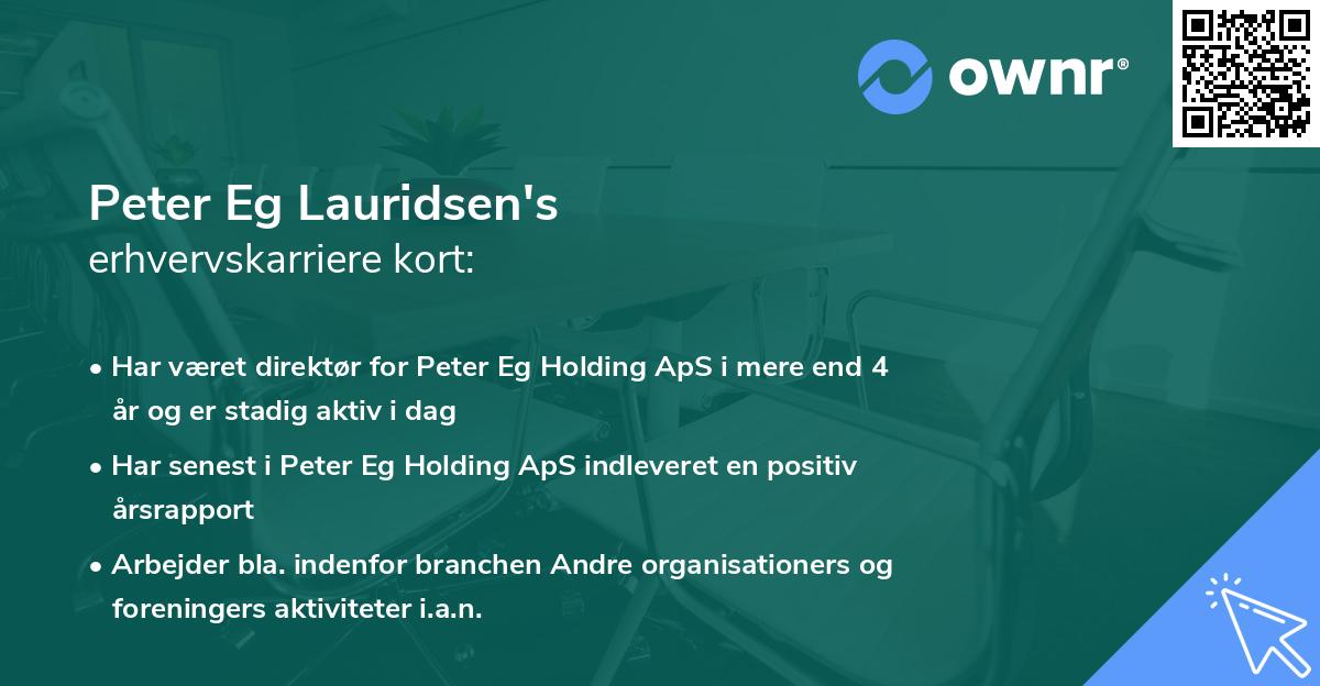 Peter Eg Lauridsen's erhvervskarriere kort