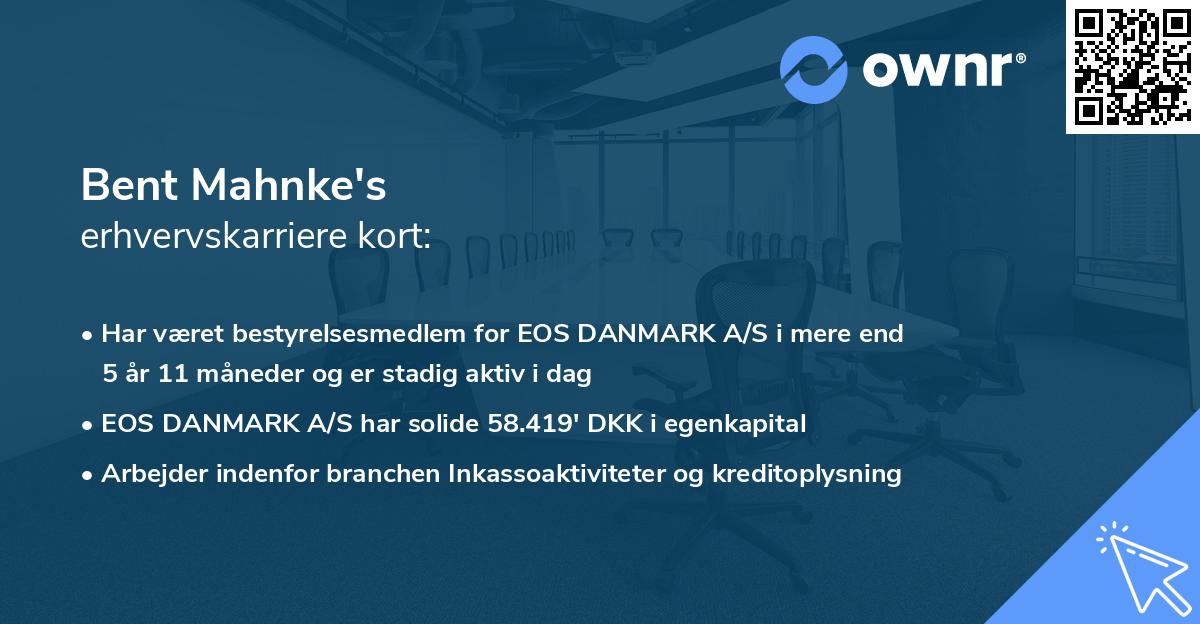 Bent Mahnke's erhvervskarriere kort