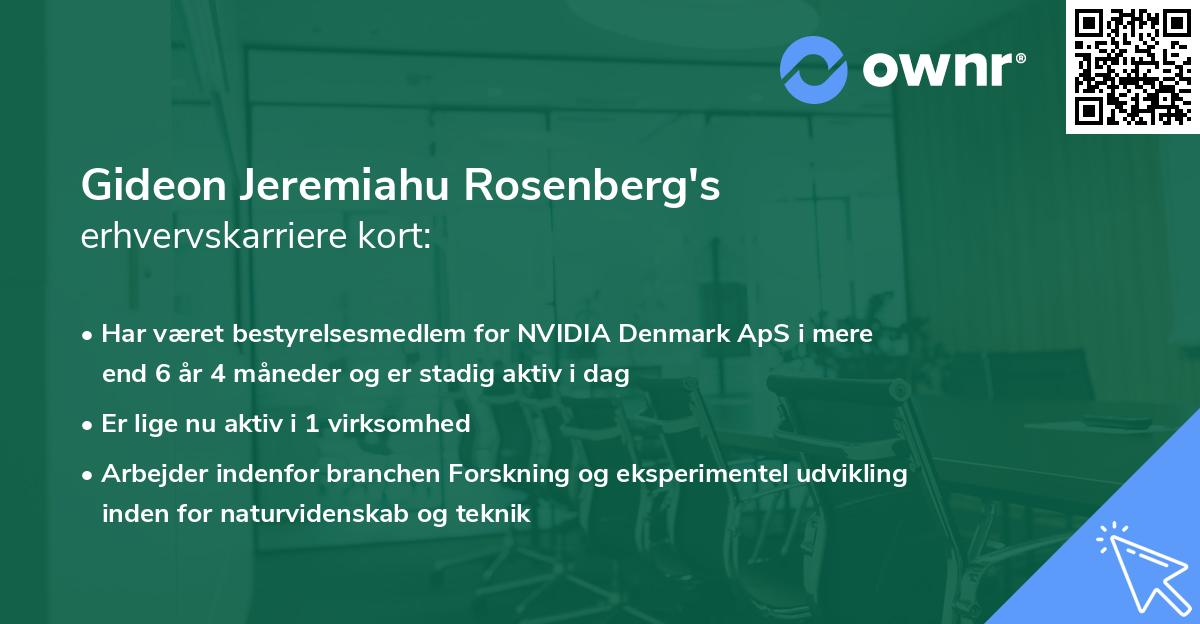 Gideon Jeremiahu Rosenberg's erhvervskarriere kort